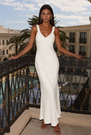 Valeria Satin V-Neck Maxi Bridesmaid Dress