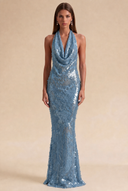 Celestia Halter Sequin Prom Gown