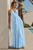 Liora Halter Ruffled Chiffon Bridesmaid Dress