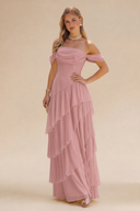 Loveland Off-Shoulder Ruffled Bridesmaid Dress