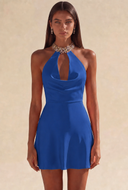 Valeria Satin Halter Mini Dress