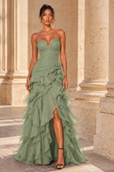 Seraphina Strapless Ruffled Prom Dress