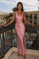 Valeria Satin V-Neck Maxi Bridesmaid Dress