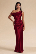 Valeria Off-The-Shoulder Draped Satin Bridesmaid Dress