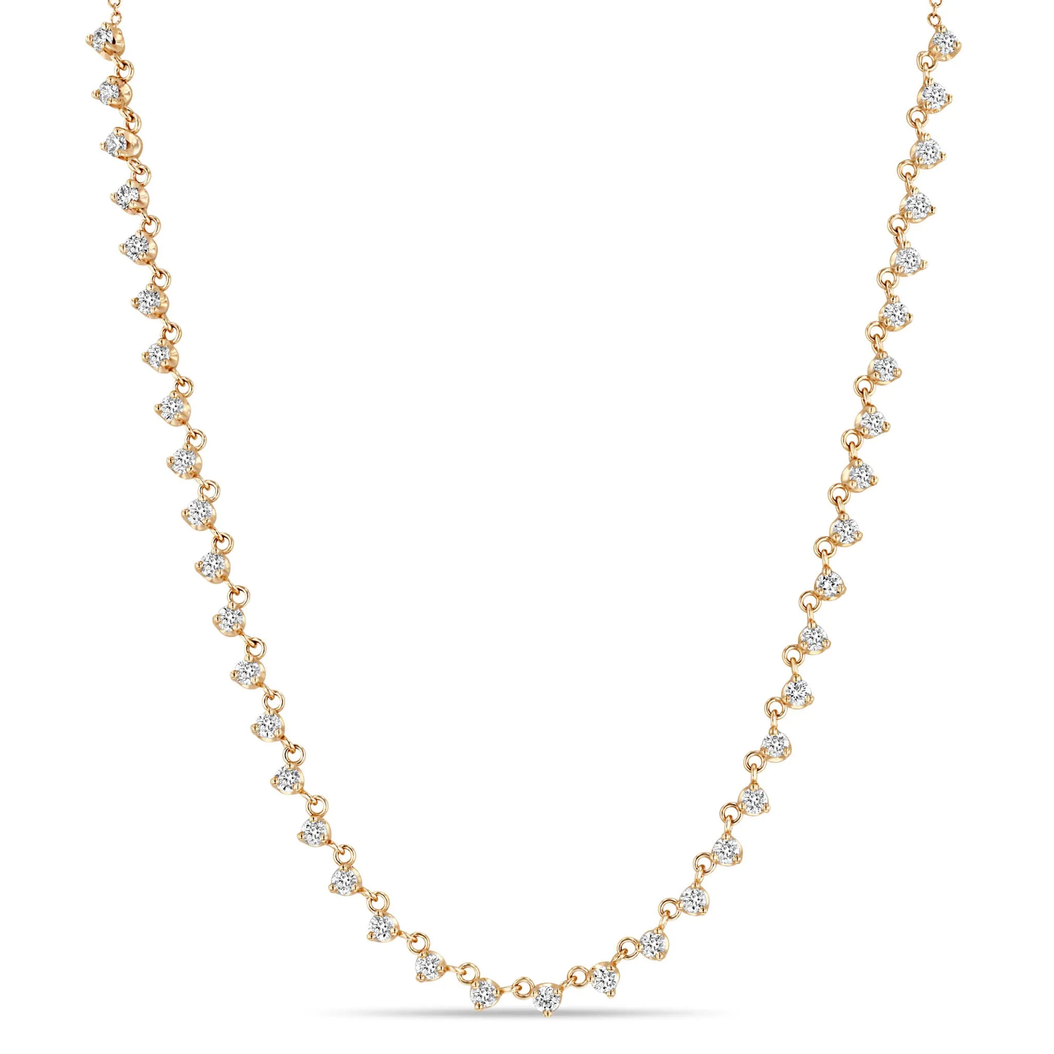 14k Linked Prong Diamond Tennis Necklace