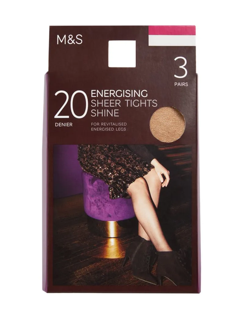 3pk 20 Denier Energising Sheer Tights