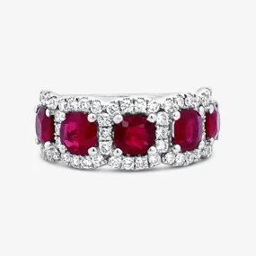 5 Cushion Shapes Ruby & Diamond Large Ring