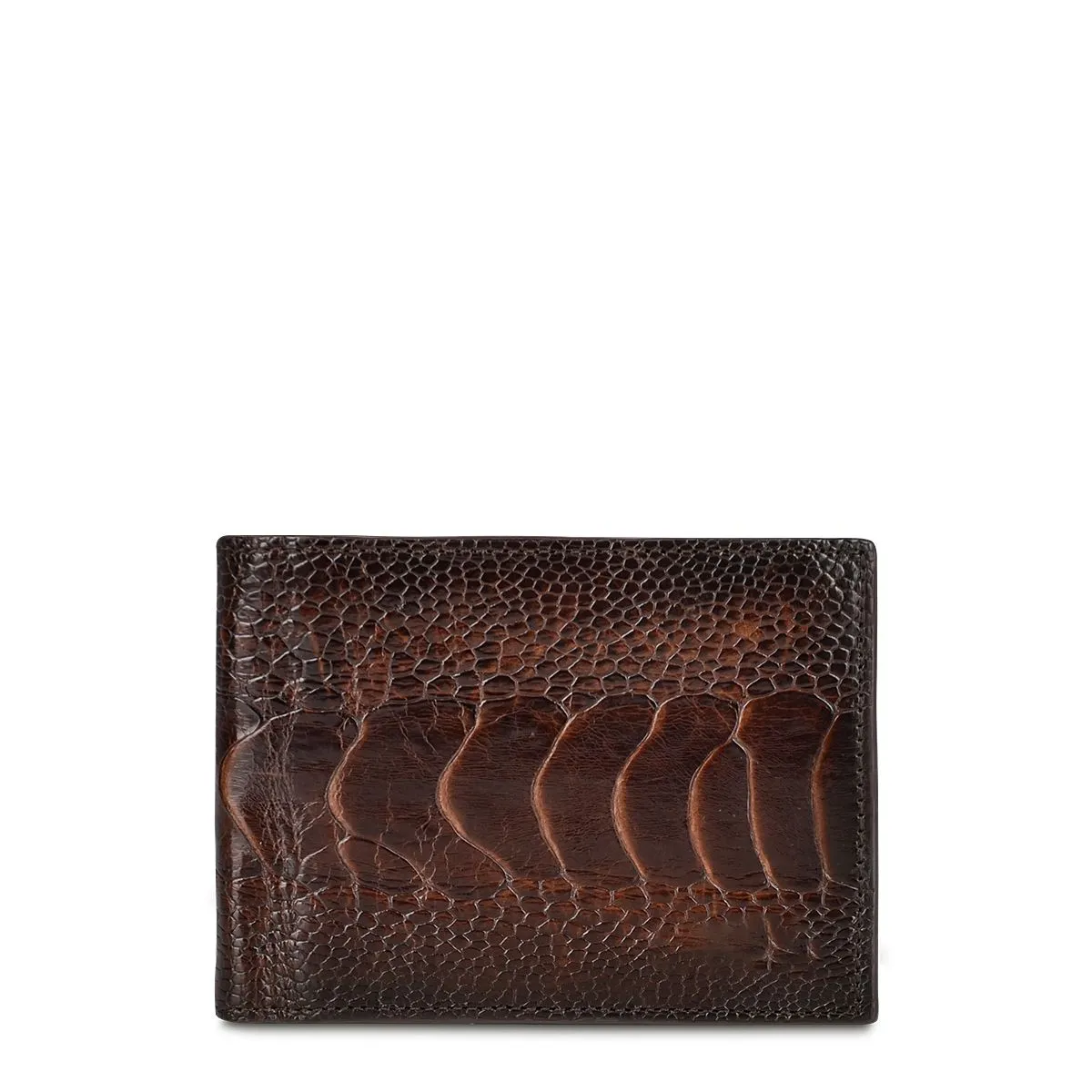 B2910PA - Cuadra chocolate classic ostrich leg bi fold wallet for men