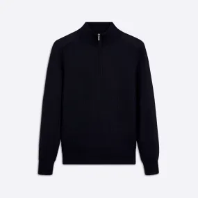 Basketweave Quarter Zip Mock Neck Sweater