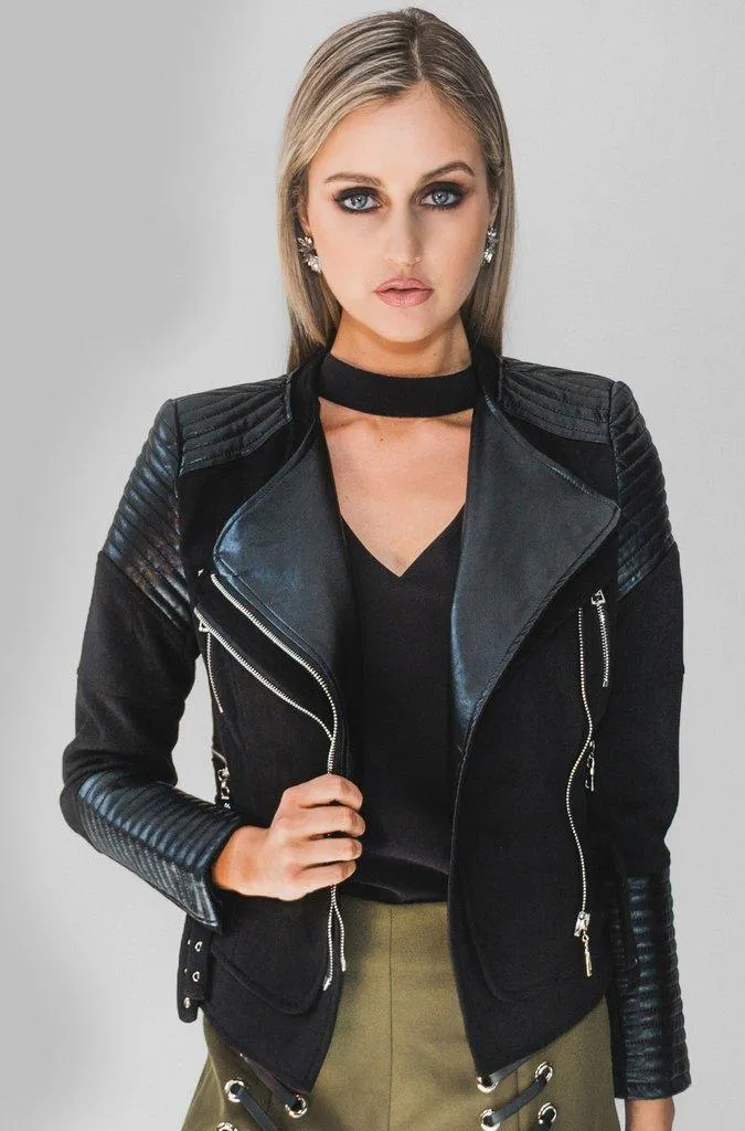 Bessy Biker Moto Jacket - Black