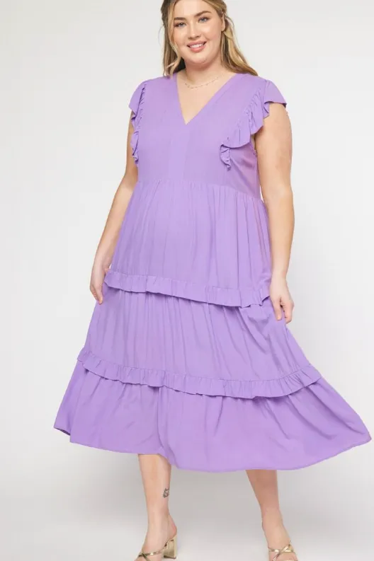 Curvy Ruffle Tiered Midi Dress