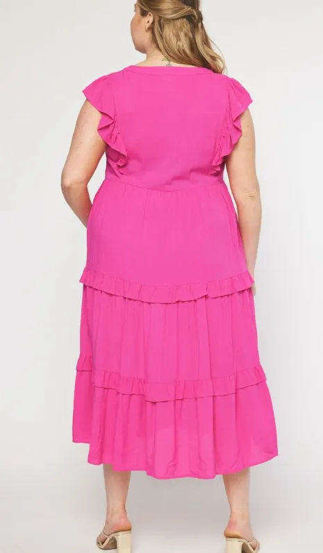 Curvy Ruffle Tiered Midi Dress