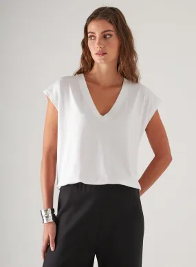 ICONIC V-NECK DOLMAN TEE (WHITE) - PATRICK ASSARAF