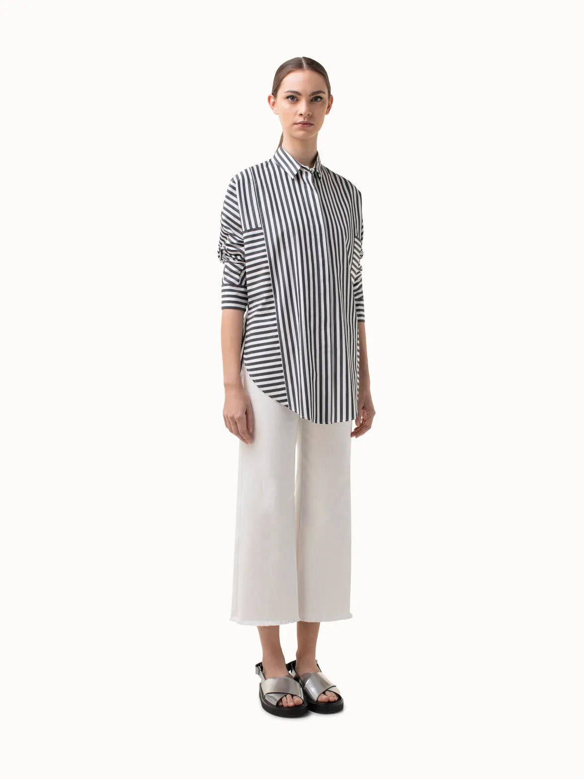 Langärmelige Button-Down Bluse mit Streifen