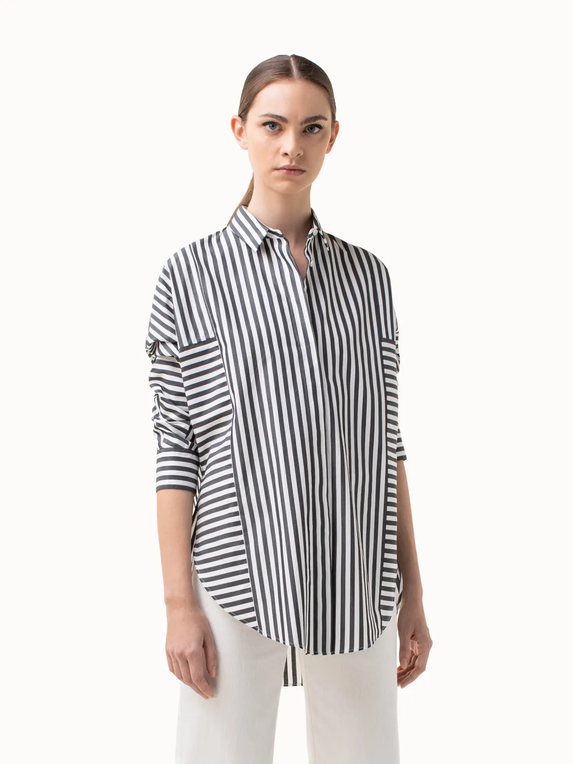 Langärmelige Button-Down Bluse mit Streifen