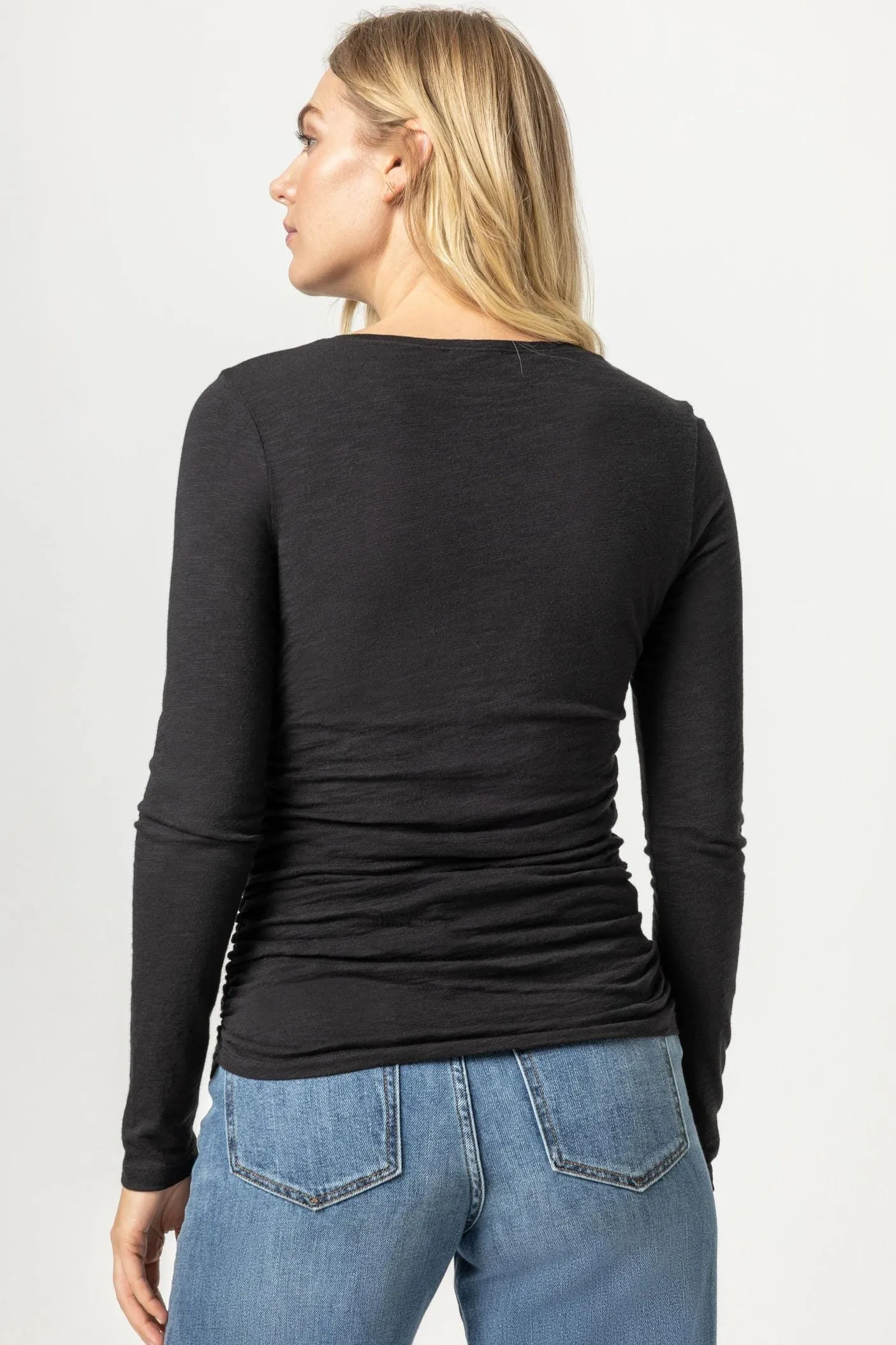 Lilla P Long Sleeve Shirred Crew