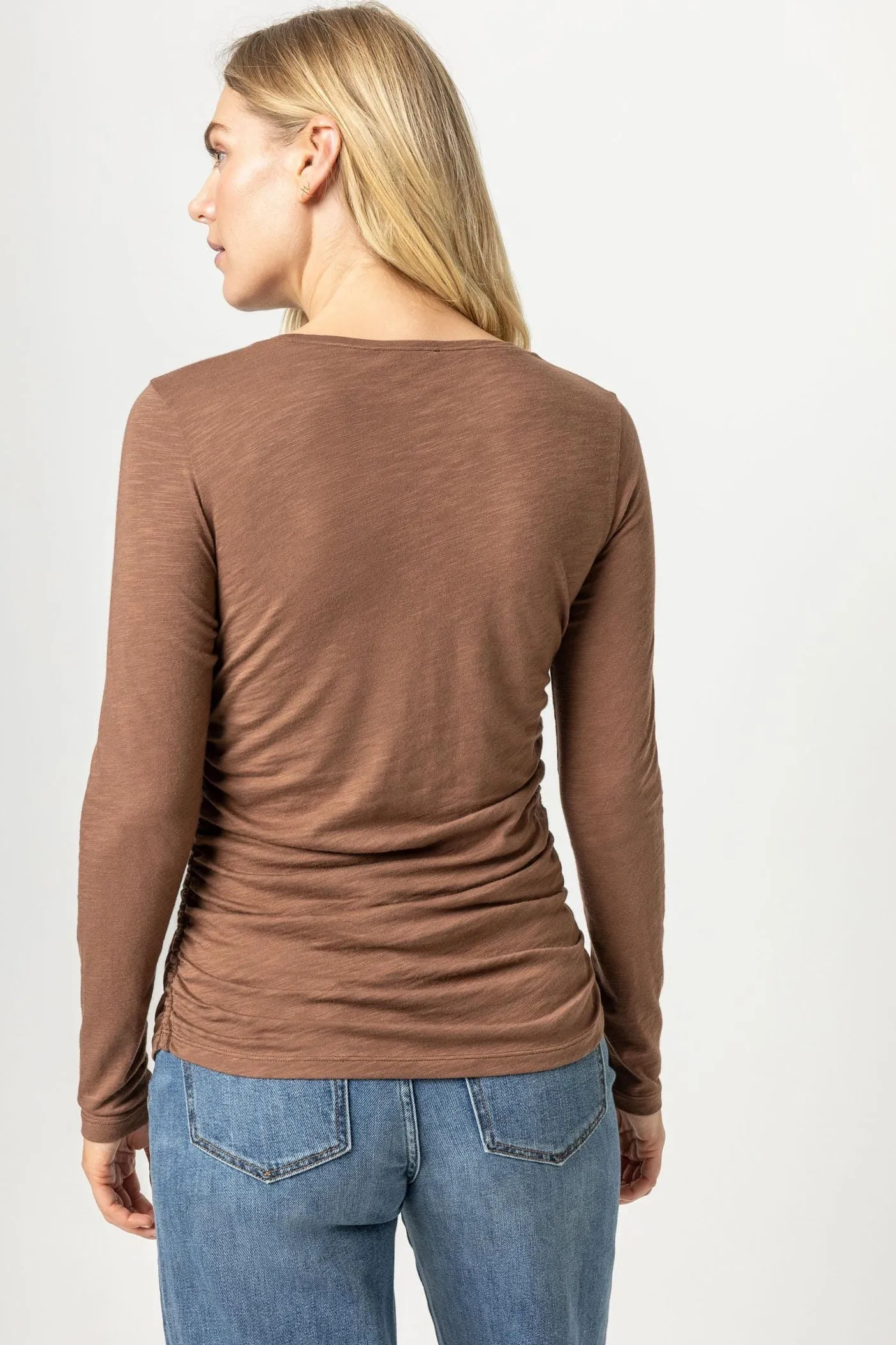 Lilla P Long Sleeve Shirred Crew