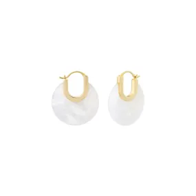 Pearl Disc Huggie Earrings