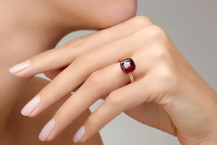 Pomellato - Nudo Classic - Stackable Ring with Garnet, 18k Rose and White Gold