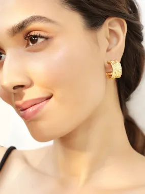 Rubans Voguish Gold Plated Circular Half Hoop Earrings