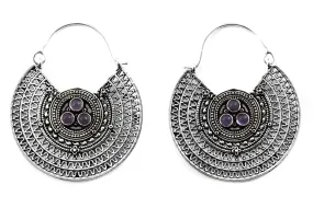 Silver Cryptic Amethyst Hoops