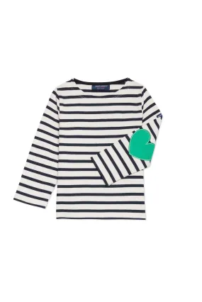 Vaujany striped sailor shirt for kids - in thick cotton jersey (ECRU/MARINE/TREFLE)